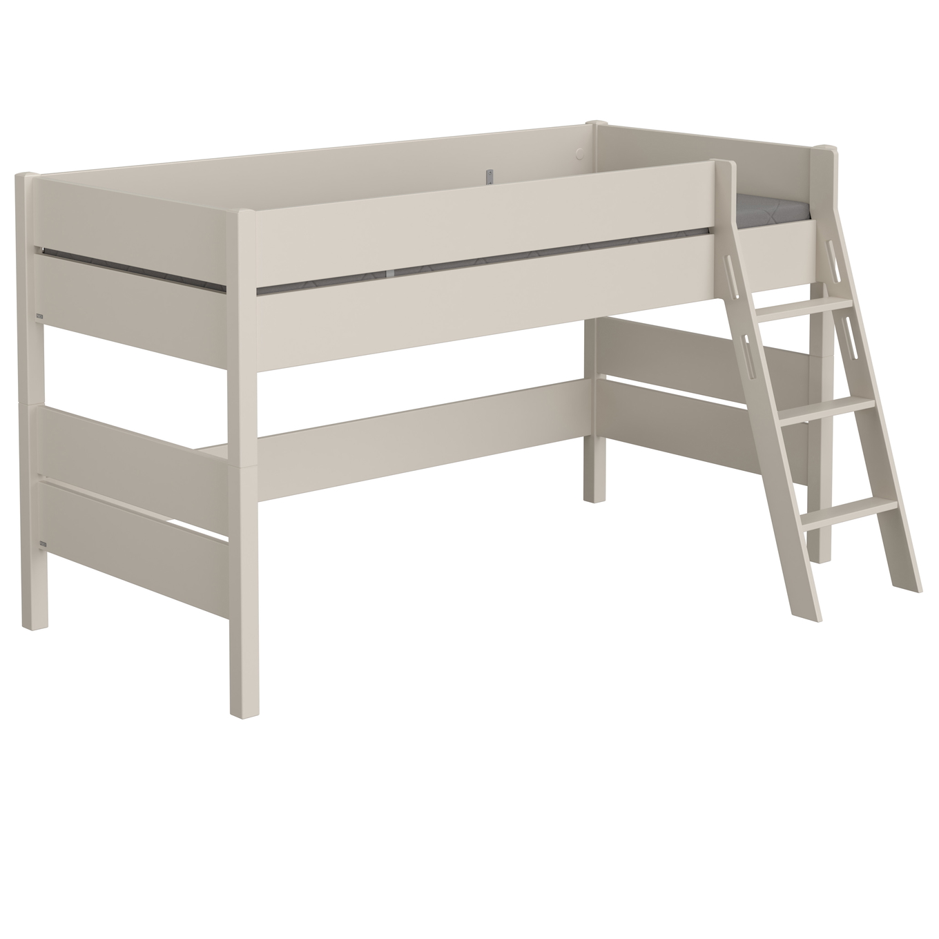 Halbhohes Bett Tiago Beige, mit Schrägleiter, 90 x 200 cm