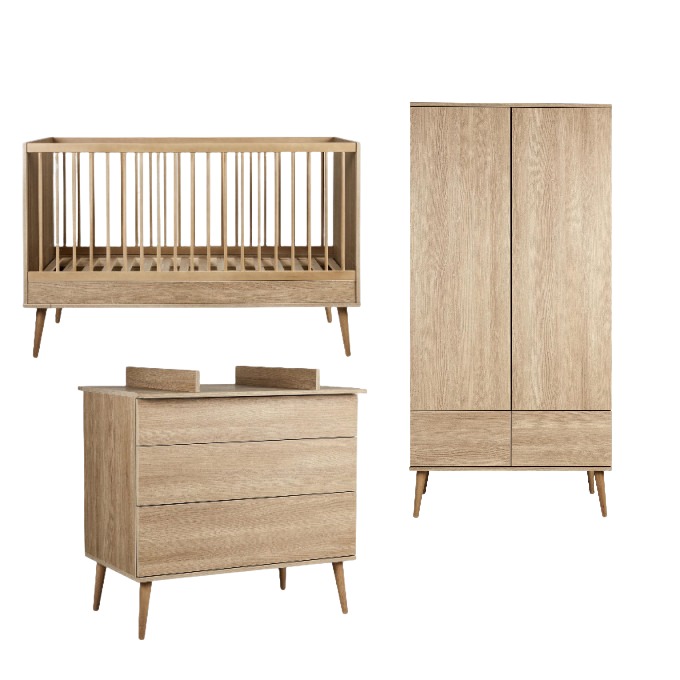 Babyzimmer Flow Set 3-teilig (2-türig) Honey Ash 1