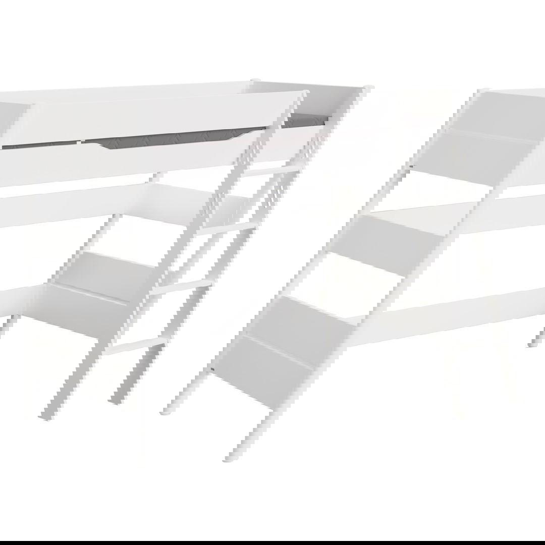 Mittelhohes Bett Ylvie Weiss, mit Schrägleiter, 90 x 200 cm