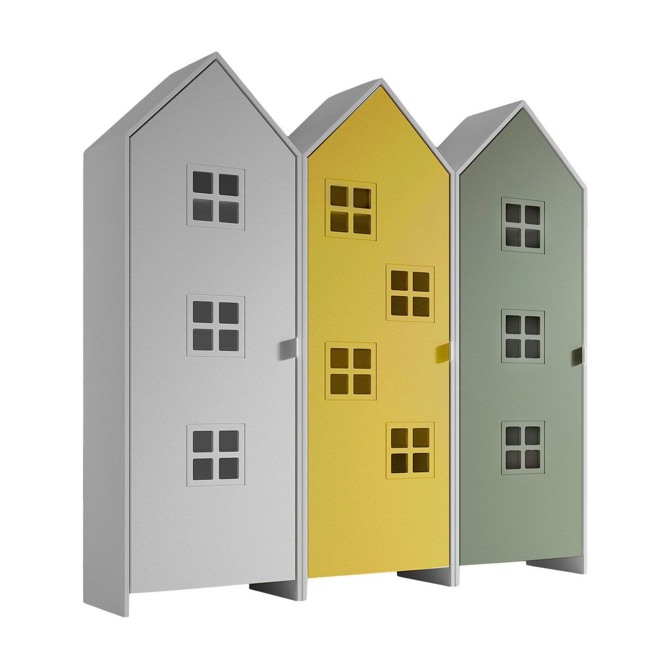 Schrank Casami Bruges 3-teilig Set Weiss, Grün, Gelb