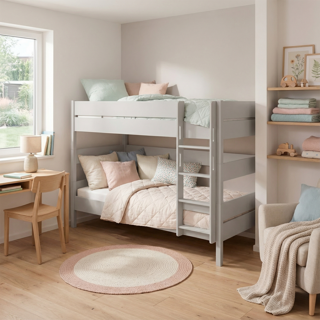 Etagenbett Tiago Grau, mit gerader Leiter, 90 x 200 cm #2