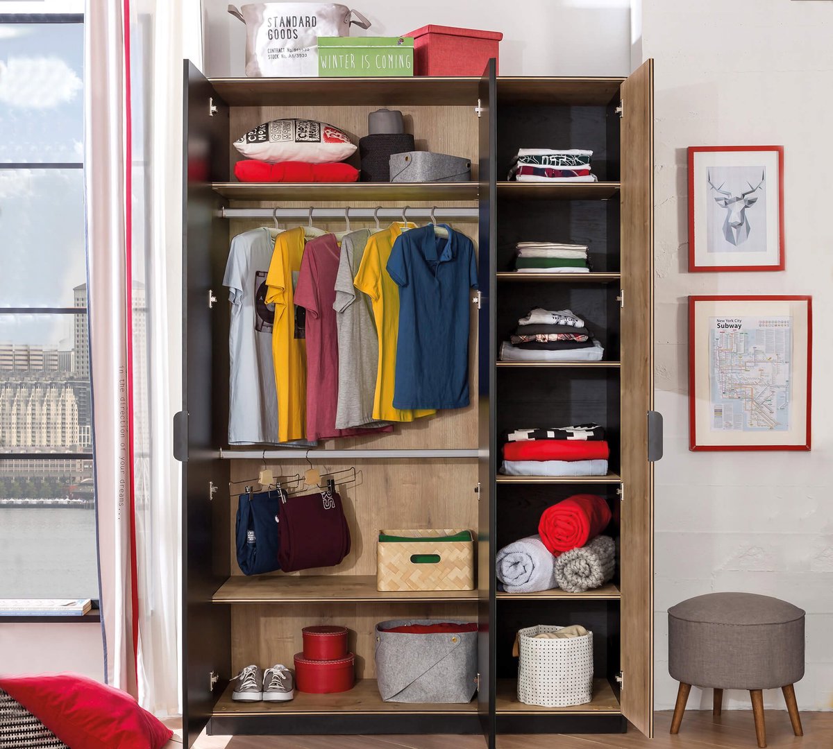 Kleiderschrank Black 3-türig mit Spiegel #2