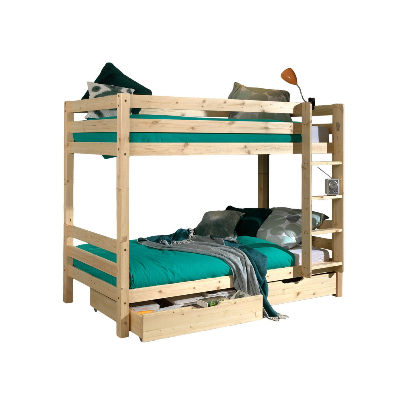 Etagenbett Pino Hoch inkl. Schubladen Natur