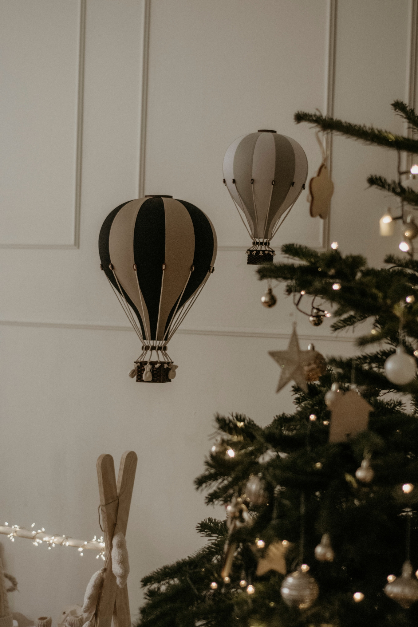 Deko Heissluftballon Gold Schwarz L 3