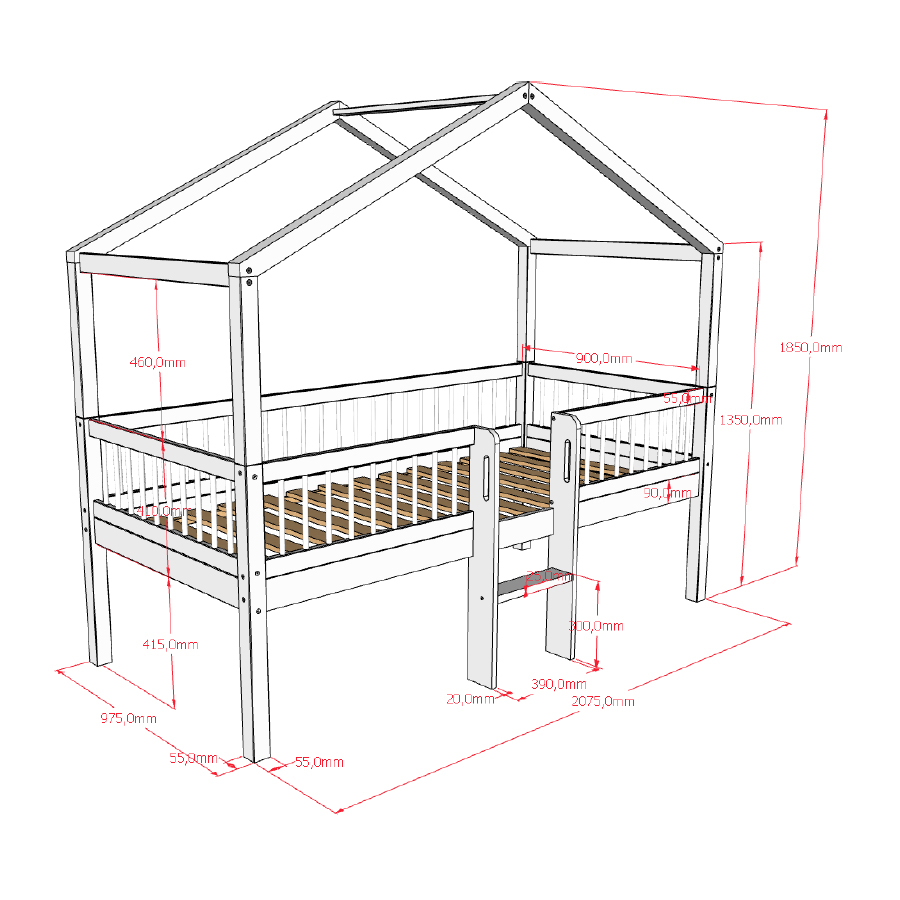Hausbett Forrest mit Leiter 4-teilig Set 9