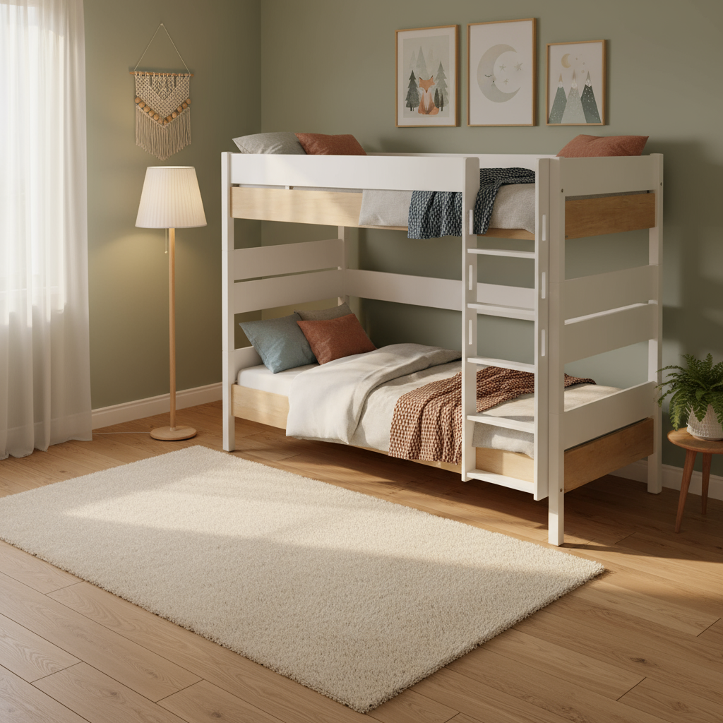 Hohes Etagenbett Kira Nebraska mit gerader Leiter, 90 x 200 cm #2