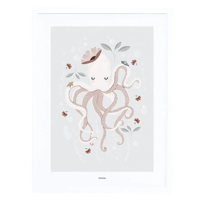Poster Lady Octopus mit Rahmen