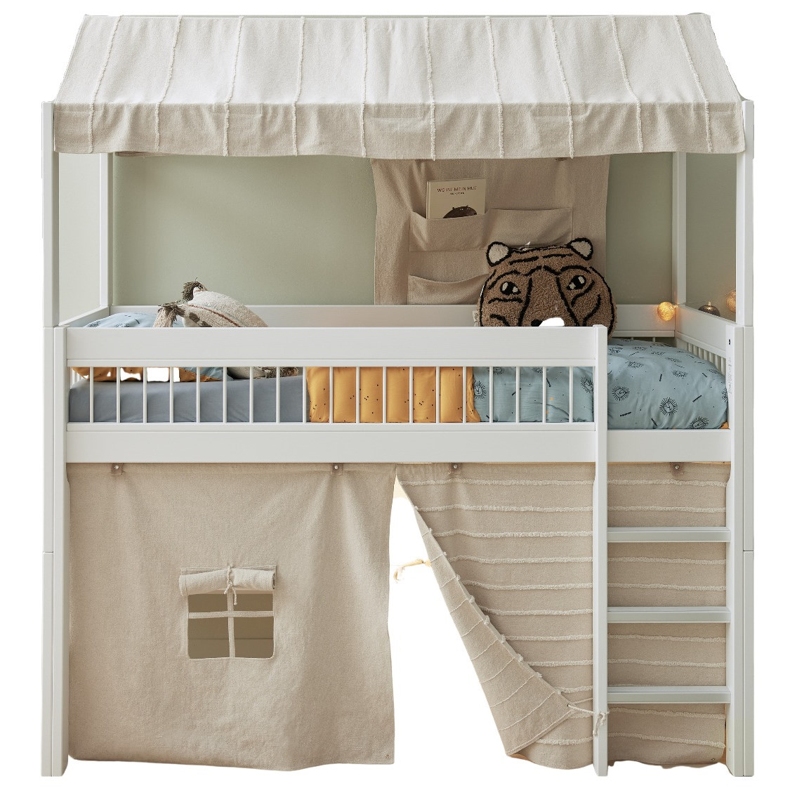 Halbhohes Bett Breeze Essence inkl. Dachkonstruktion Natural