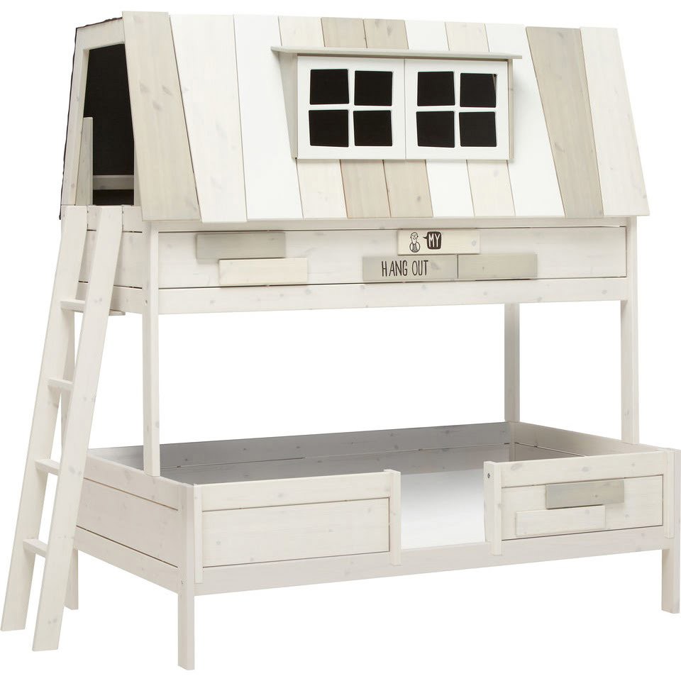 Abenteuerbett My Hangout 120 als Etagenbett Weiss lasiert