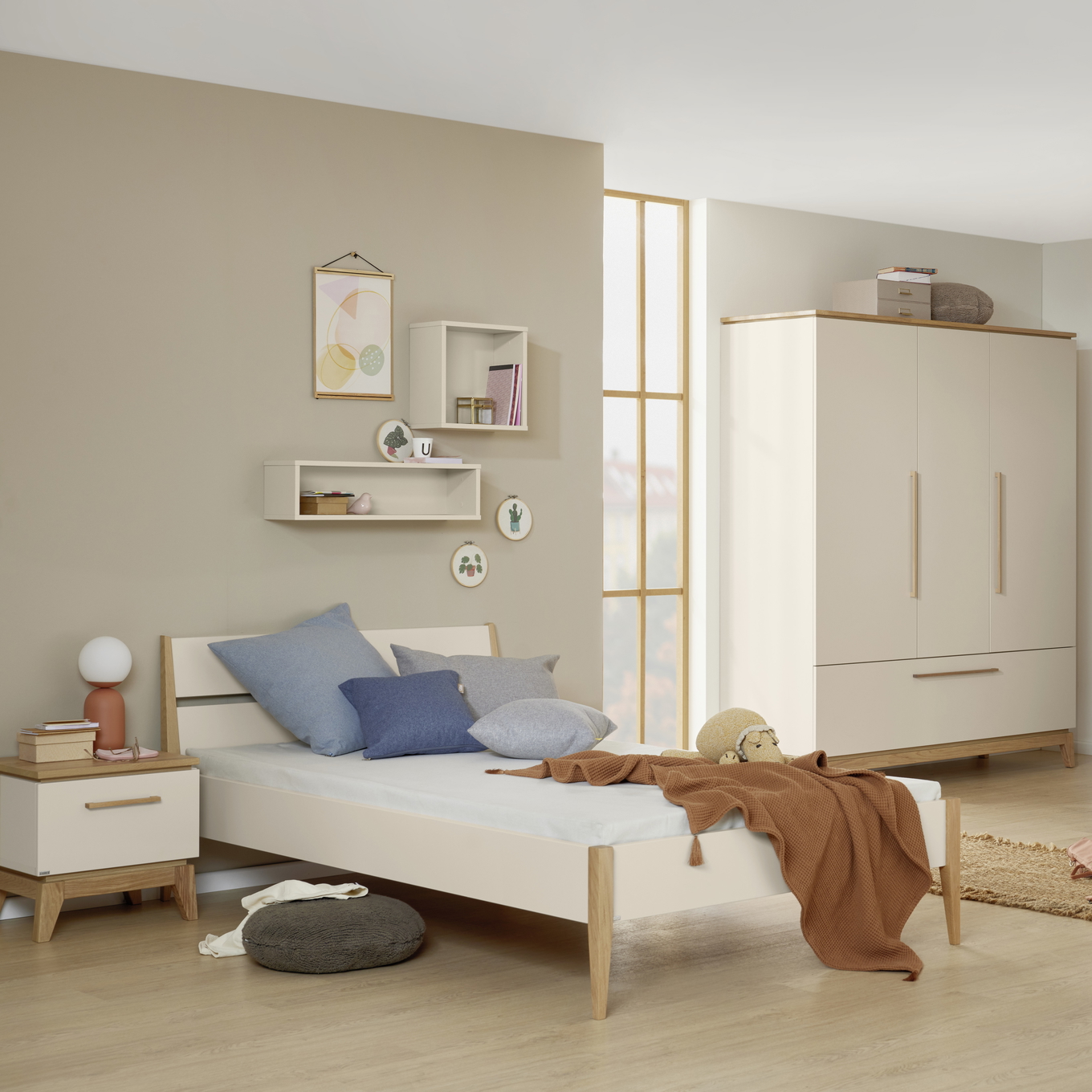 Bett Stiene Beige, 90 x 200 cm #2