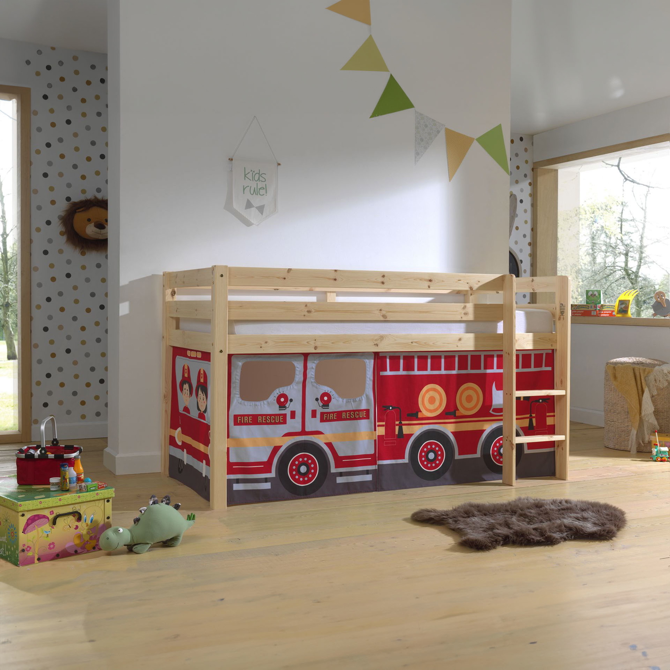 Halbhohes Bett Fire Truck Holz #2