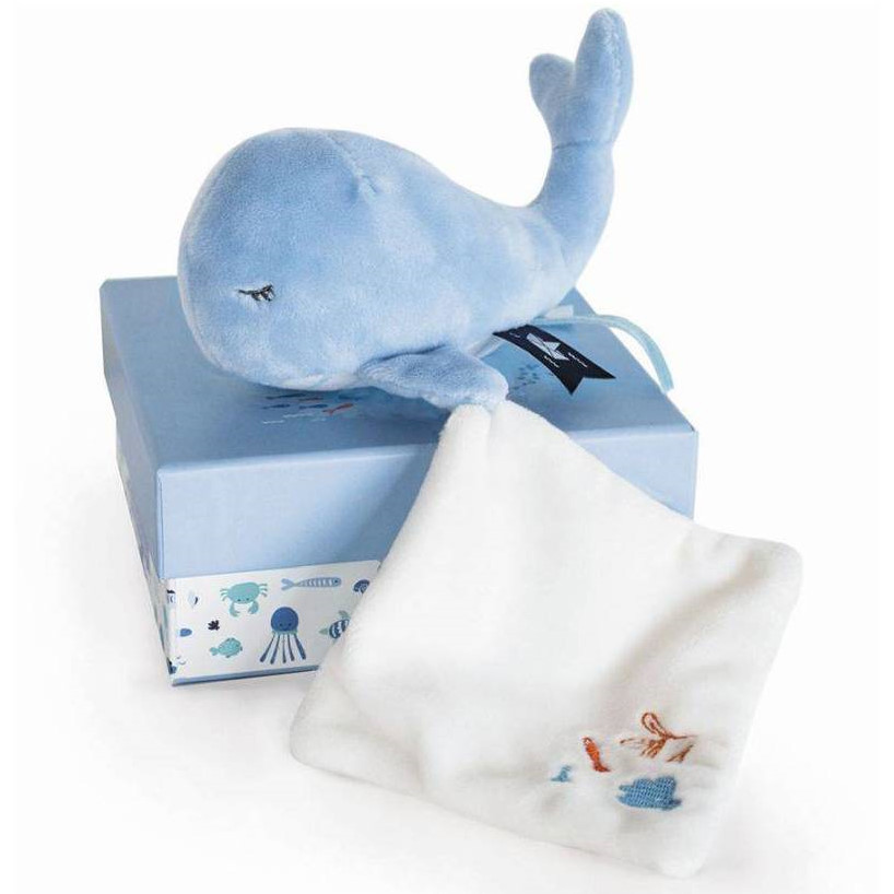 Schmusetuch Wal Blau