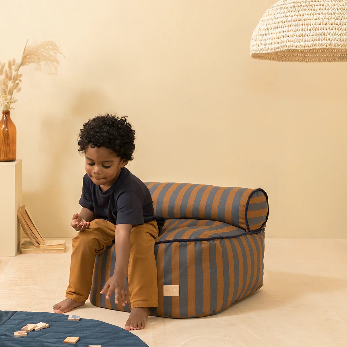 Sitzsack Majestic Blue Brown Stripes #2