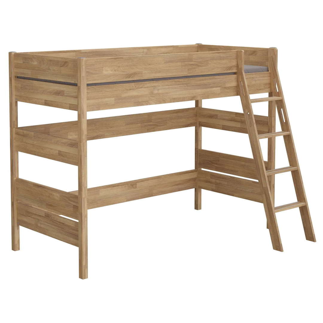 Mittelhohes Bett Sten Holz, mit Schrägleiter