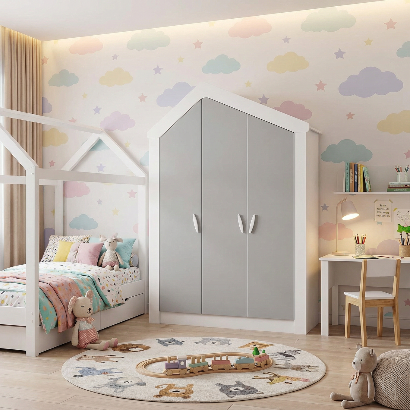 Kleiderschrank My House Weiss, 3-türig 4