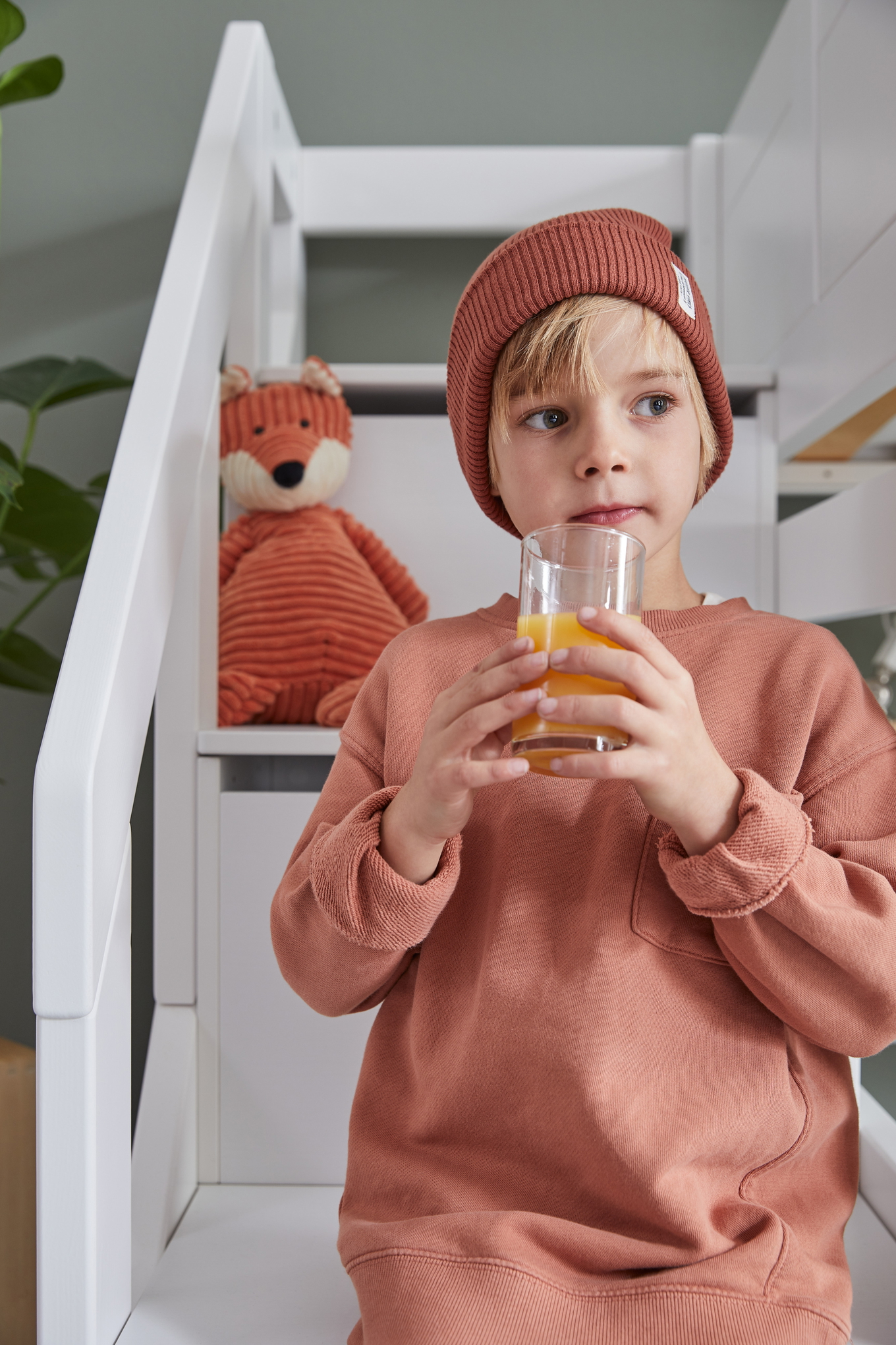 Halbhohes Bett mit Treppe Breeze 90x200cm Rollrost, Weiss 4