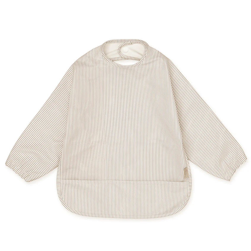 Lätzchen mit Ärmel Classic Stripes Camel