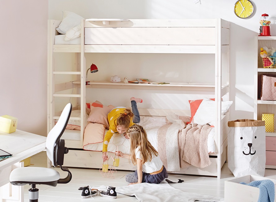 Etagenbett inkl. Bettkasten Deluxe Lattenrost, Weiss