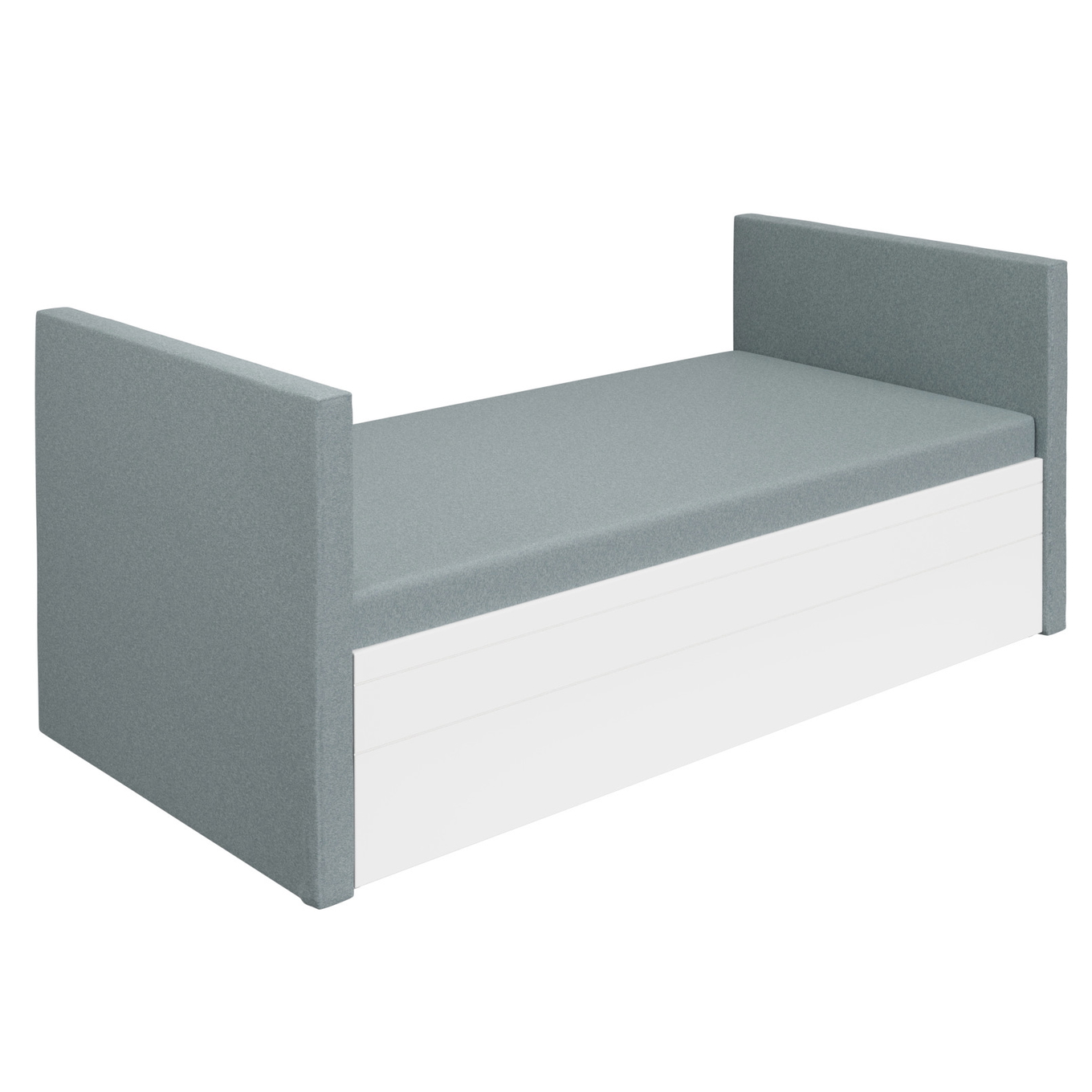 Bett Flynn mit 2 gepolsterten Betthäuptern Weiss, Aschblau