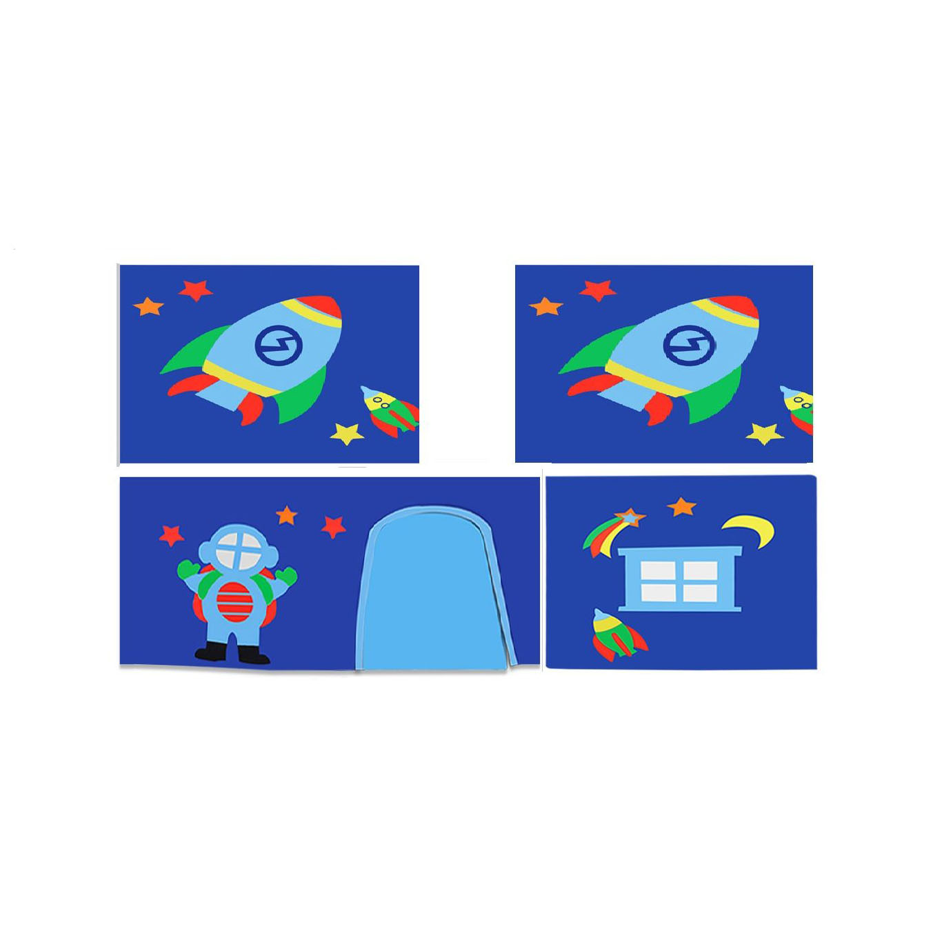 Halbhohes Bett Scott Astro mit Rutsche mit Spielvorhang und Betttaschen 7