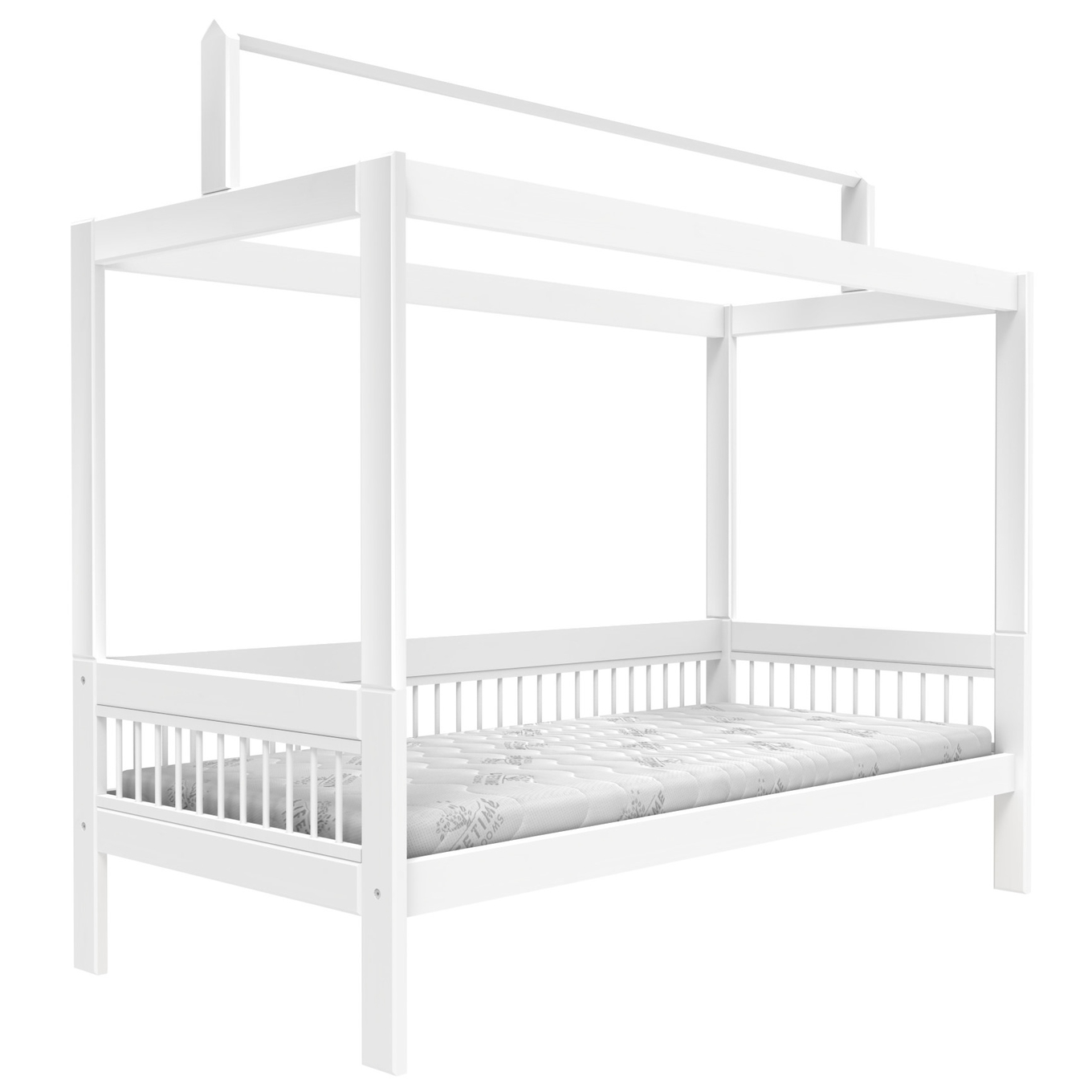 Himmelbett Breeze mit Dachkonstruktion Deluxe Lattenrost, Weiss