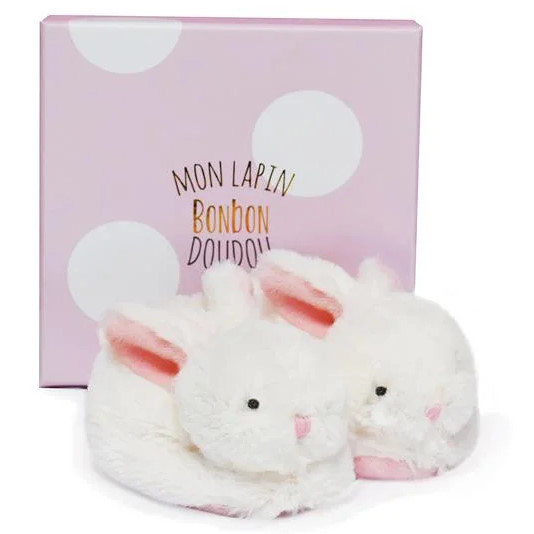 Füsslinge mit Rassel Bonbon Hase Rosa