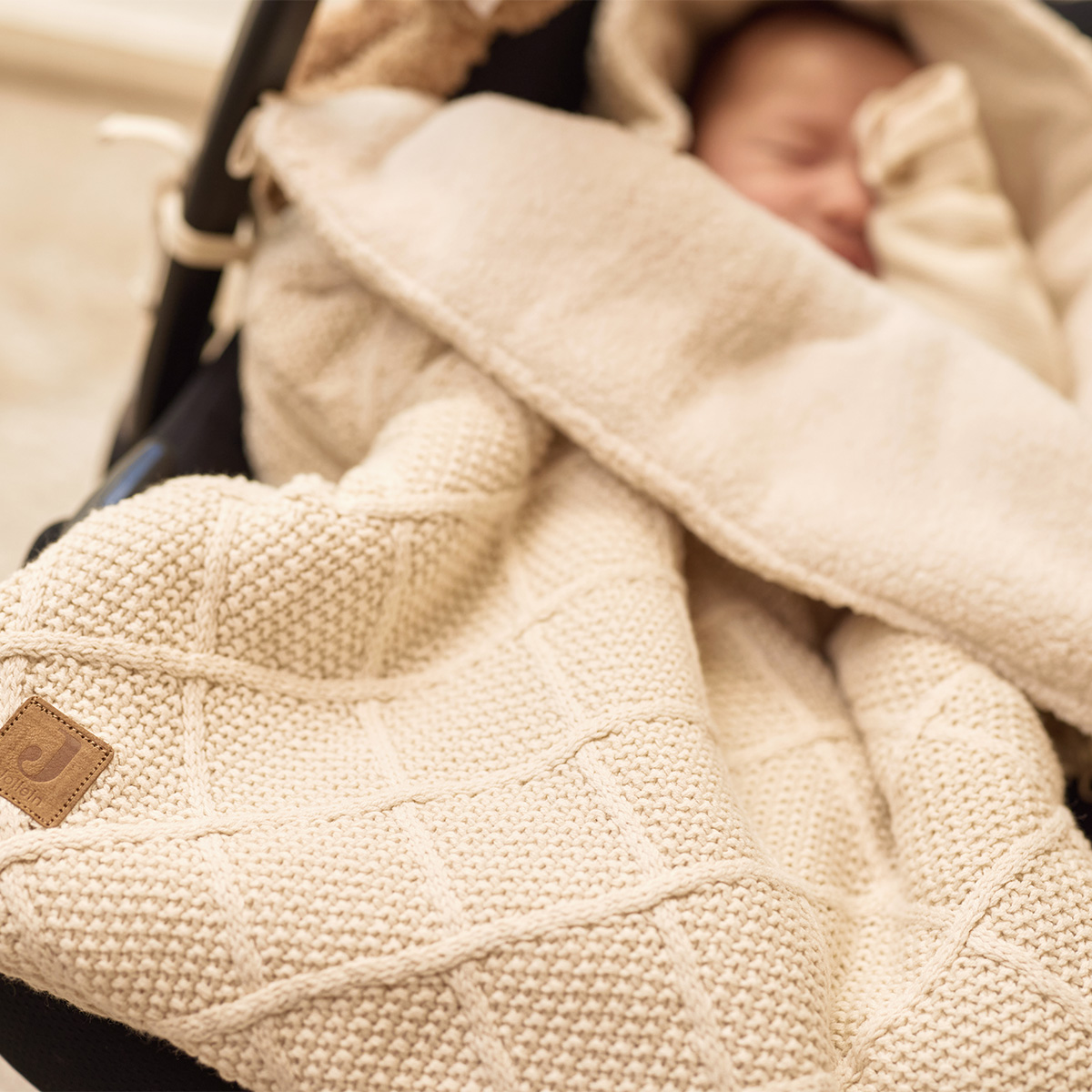 Fusssack für Babyschale Check Knit Oatmeal #2