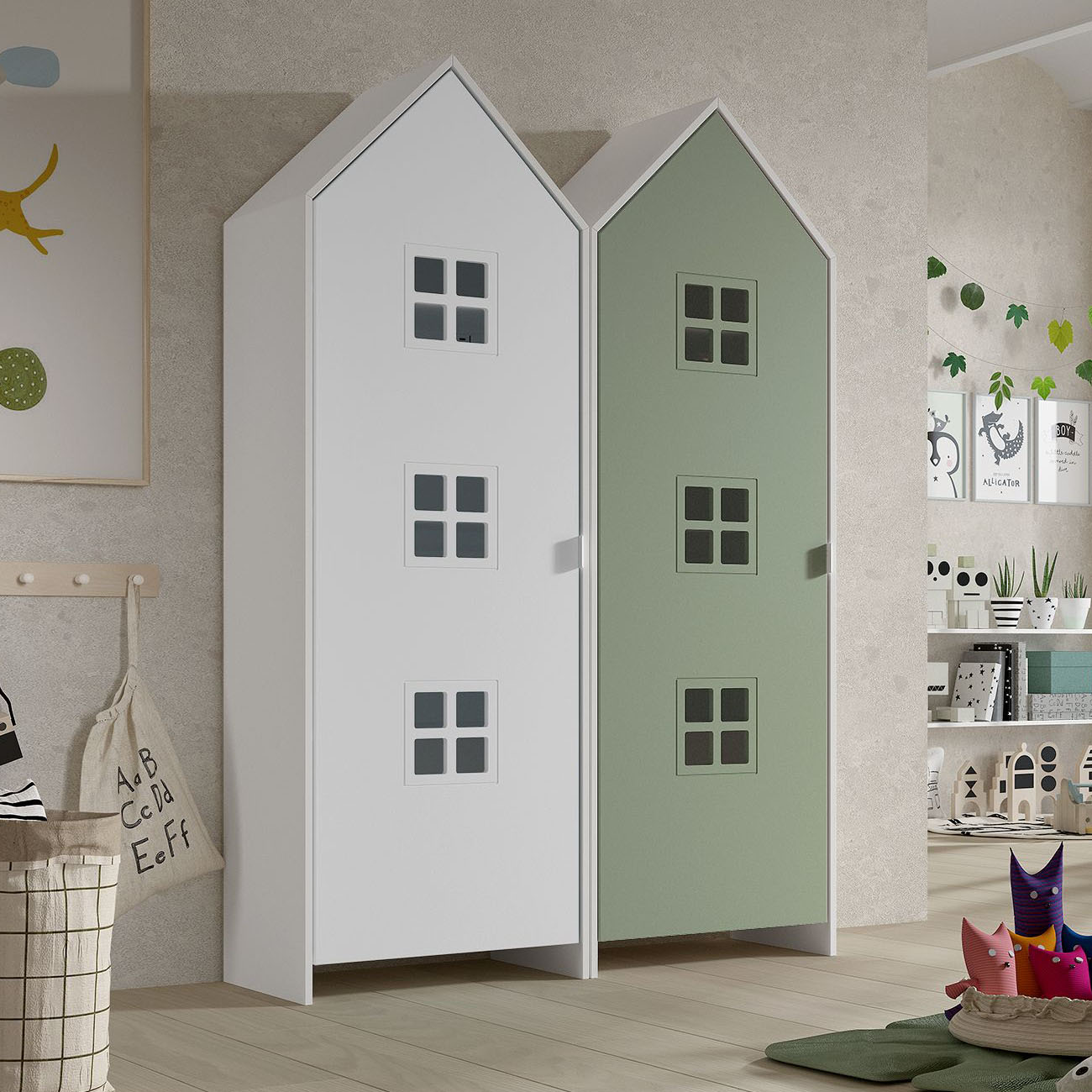 Schrank Casami Bruges 2-teilig Set Weiss, Grün #2