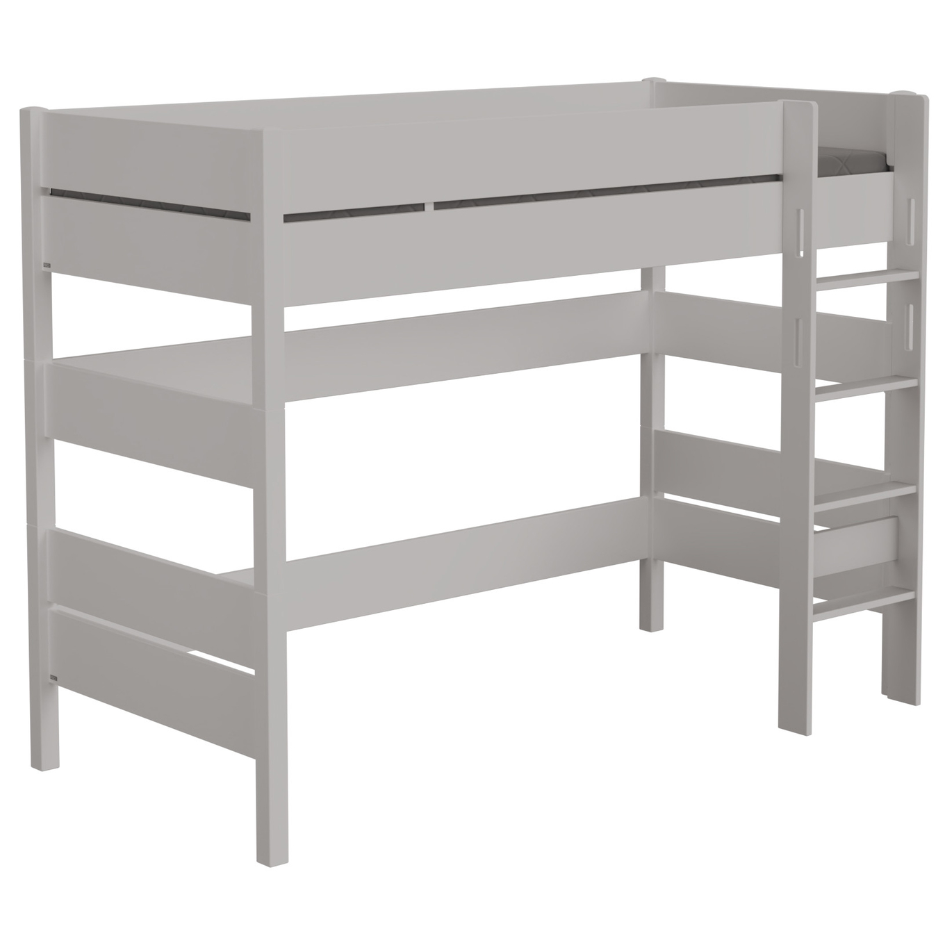 Mittelhohes Bett Tiago Grau, mit gerader Leiter, 90 x 200 cm