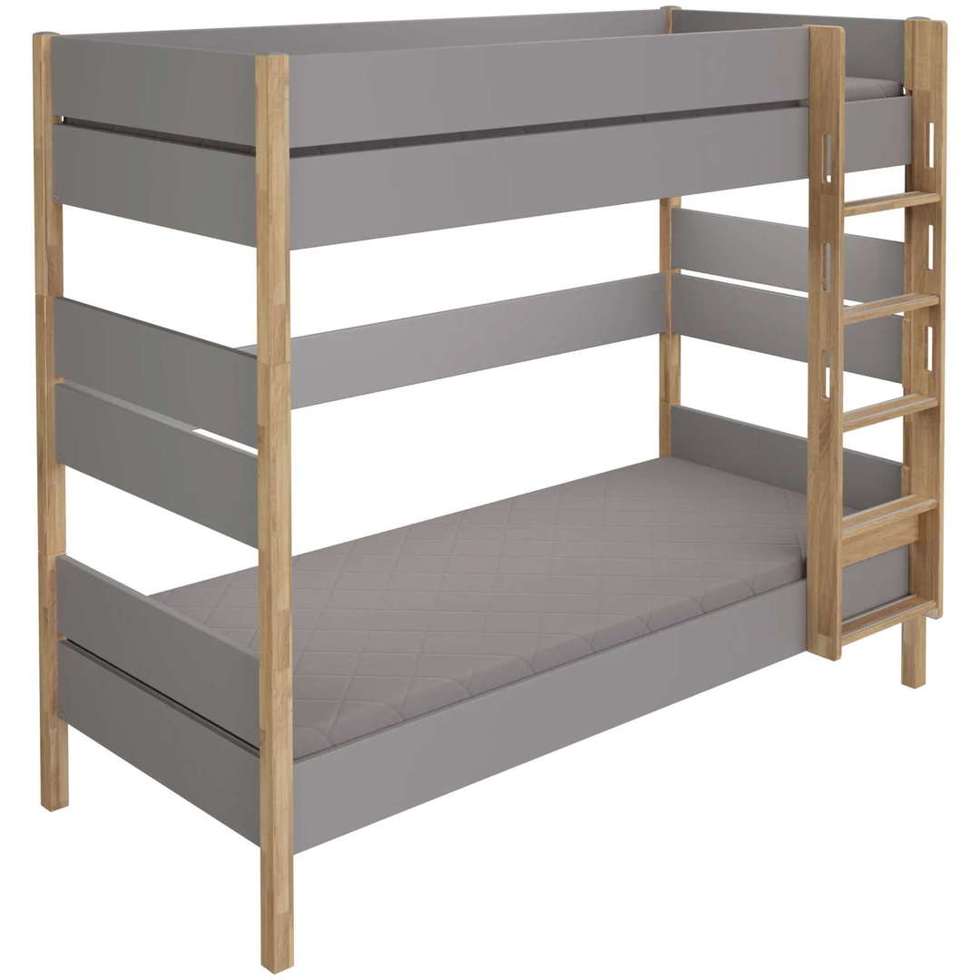 Hohes Etagenbett Sten Grau, mit gerader Leiter