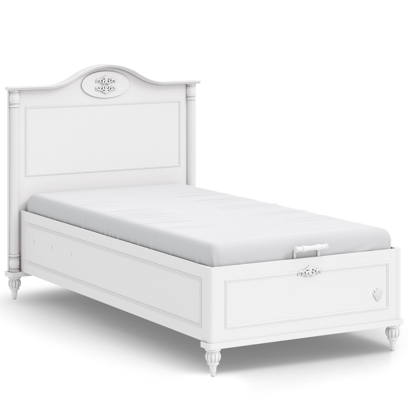 Bett Romantic mit Stauraum, 100 x 200 cm