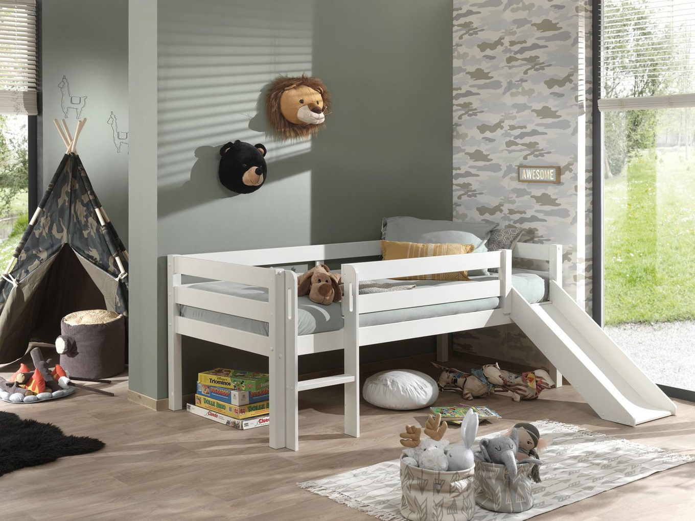 Bett Pino mit Rutsche Weiss, Standard 6