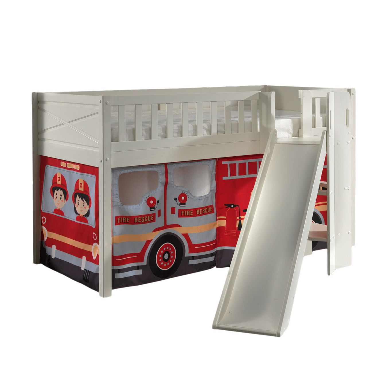 Halbhohes Bett Scott Fire Truck mit Rutsche