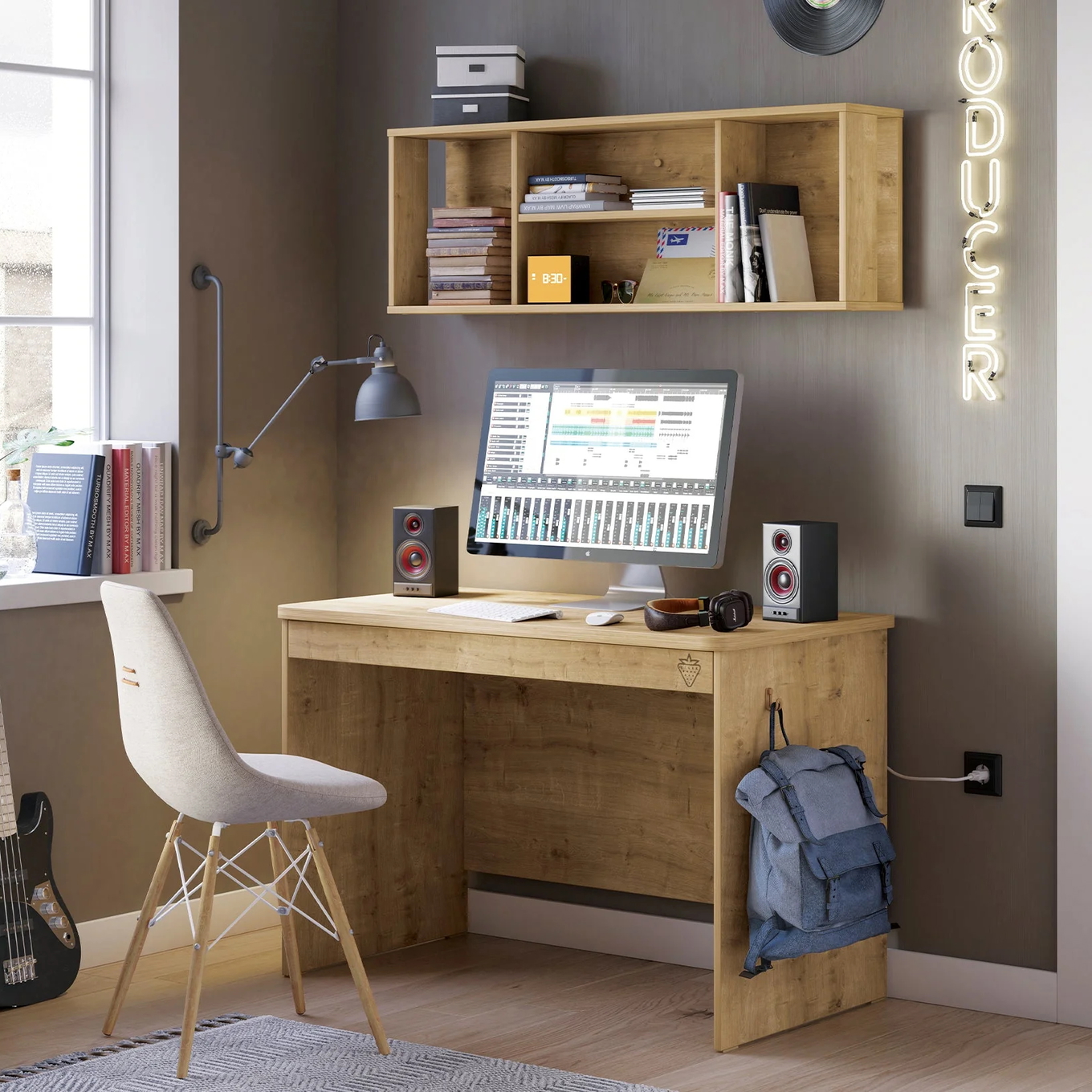 Wandregal Mocha mit 4 Fächer #2