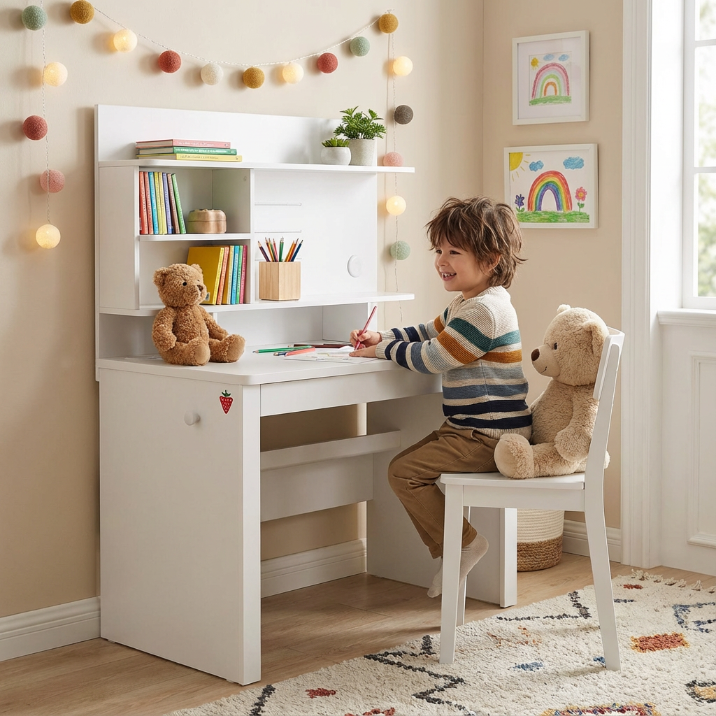 Schreibtisch Varia White Niedrig mit Aufsatz #2