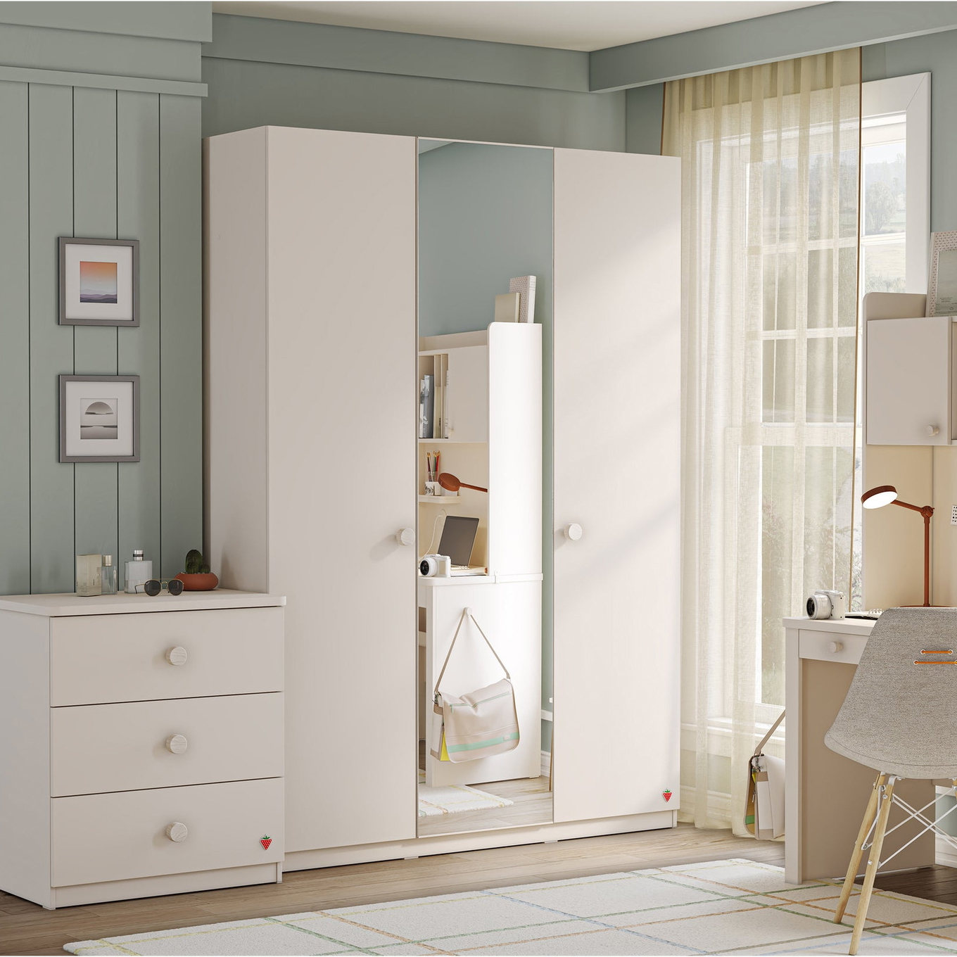 Kleiderschrank Varia 3-türig mit Spiegel #2