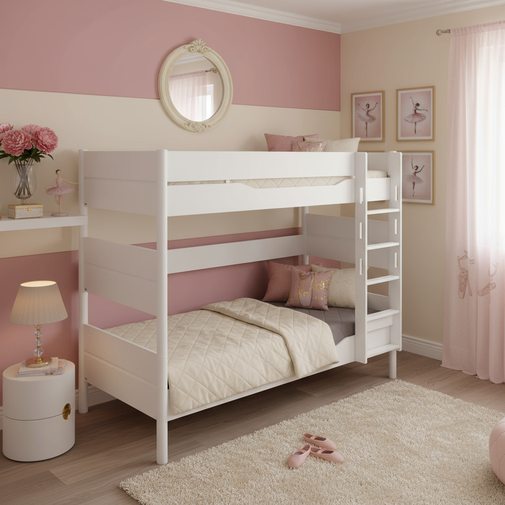 Etagenbett Ylvie mit gerader Leiter, Weiss, 90 x 200 cm 3