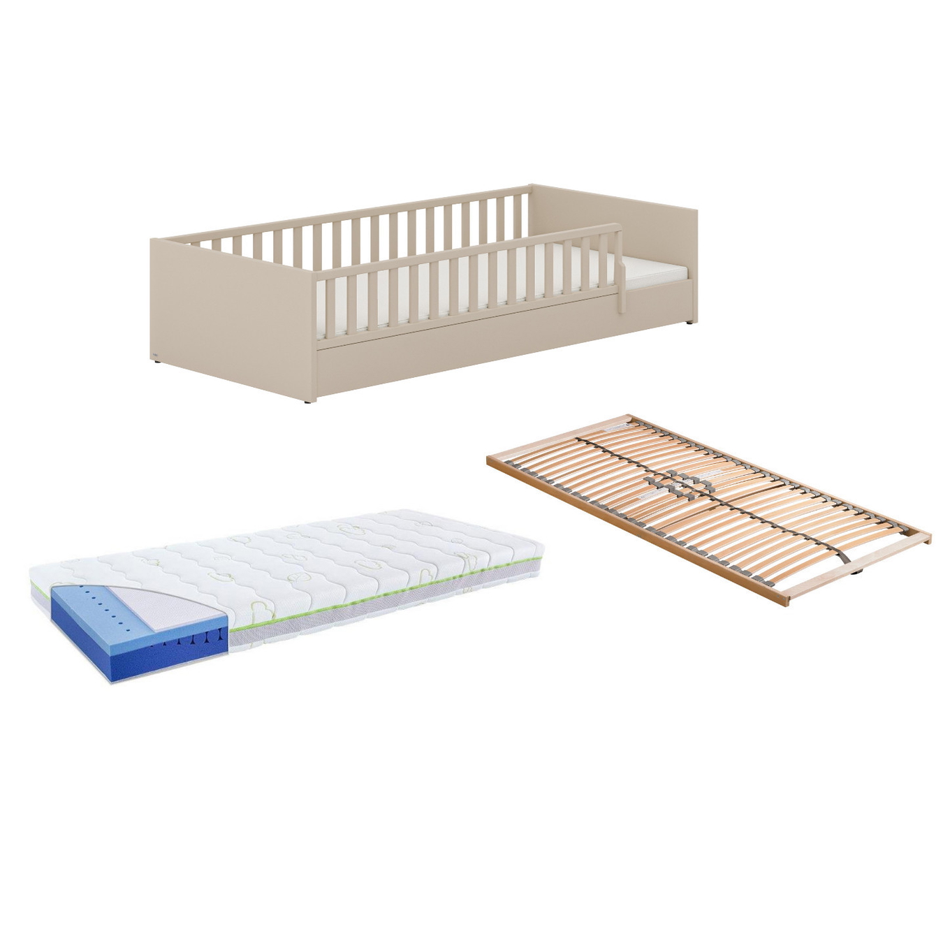 Bett Little Flo Premium Set Beige, 90 x 200 cm