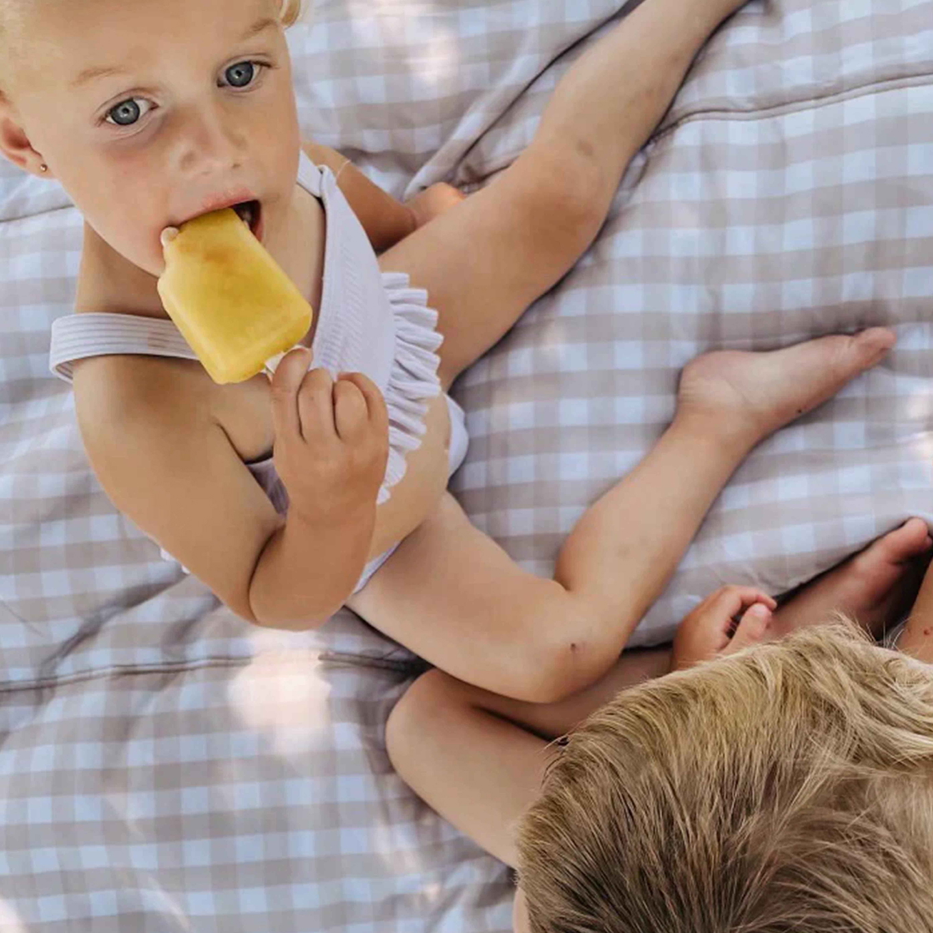 Picknick-Decke Beige Buffalo Check 152 x 152 cm #2