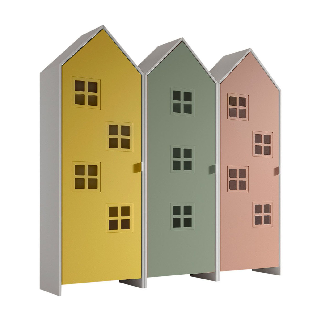 Schrank Casami Bruges 3-teilig Set Grün, Altrosa, Gelb