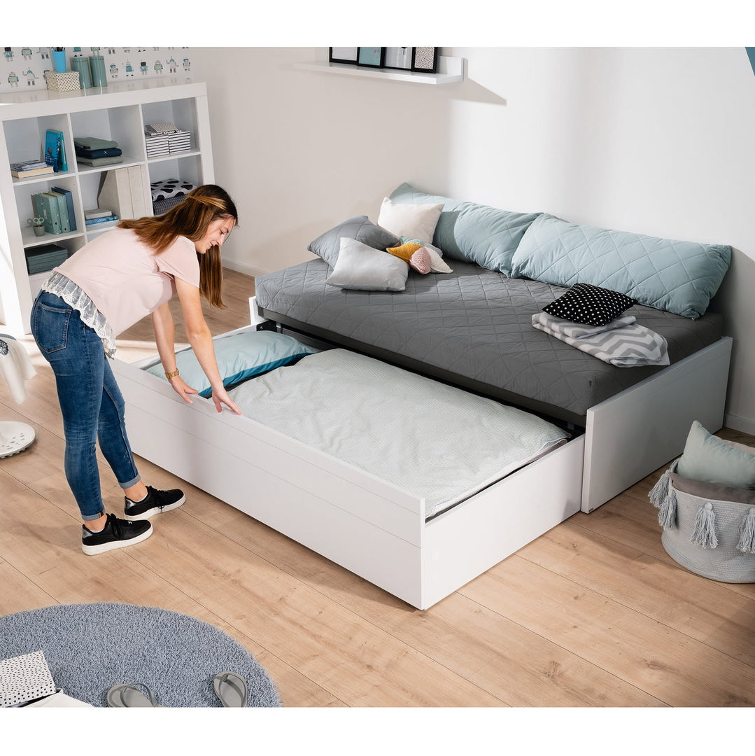 Bett Flynn mit Ausziehfunktion Weiss 3
