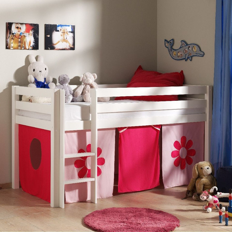 Halbhohes Bett Pink Flower Weiss #2