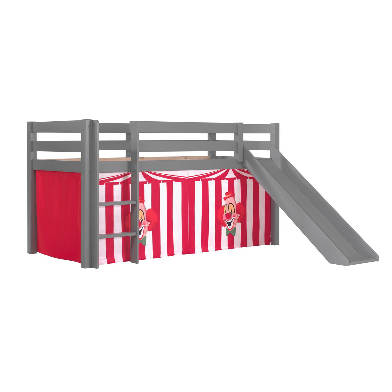 Halbhohes Bett Zirkus mit Rutsche Grau