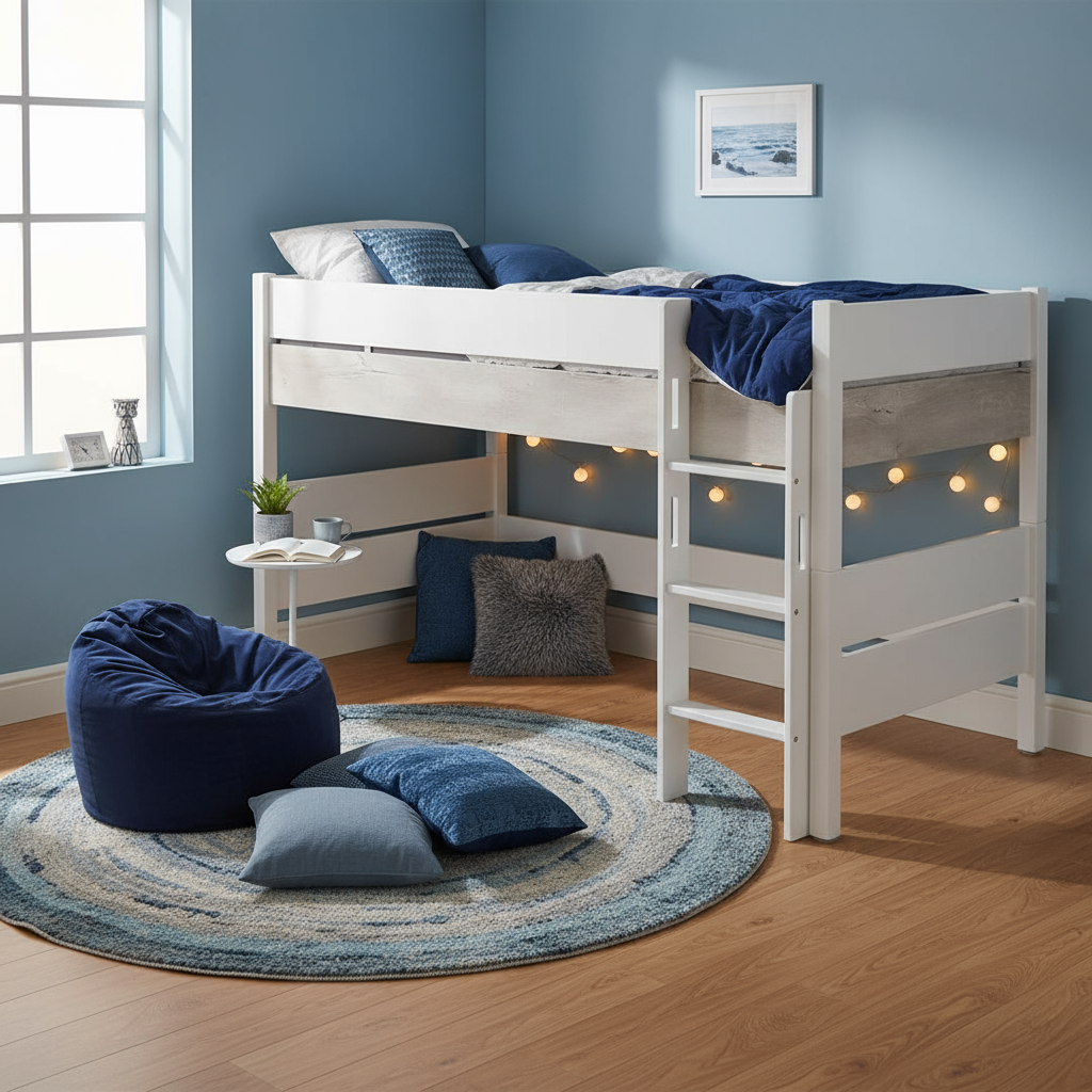 Halbhohes Bett Kira Nautik mit gerader Leiter, 90 x 200 cm #2