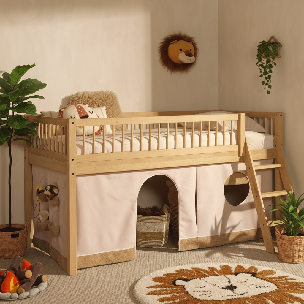 Hochbett Forrest inkl. Spielvorhang Holz
