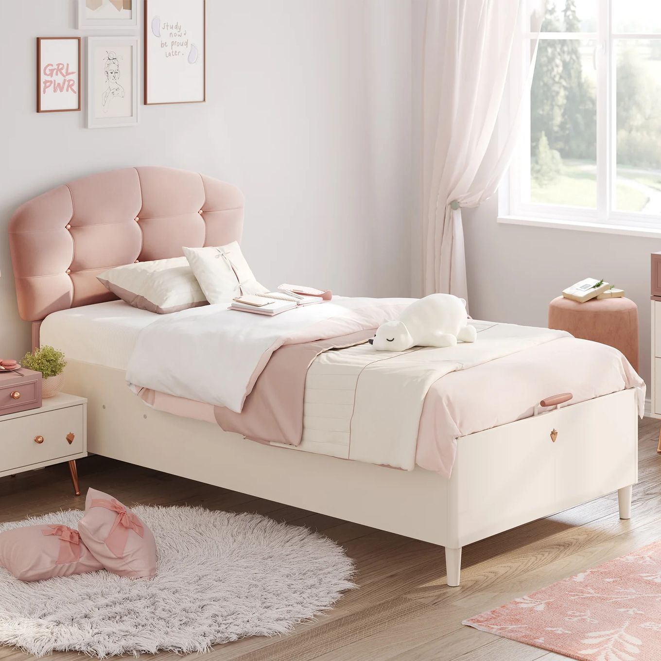 Bett Elegance mit Kopfteil rund, mit Stauraum, 100 x 200 cm #2