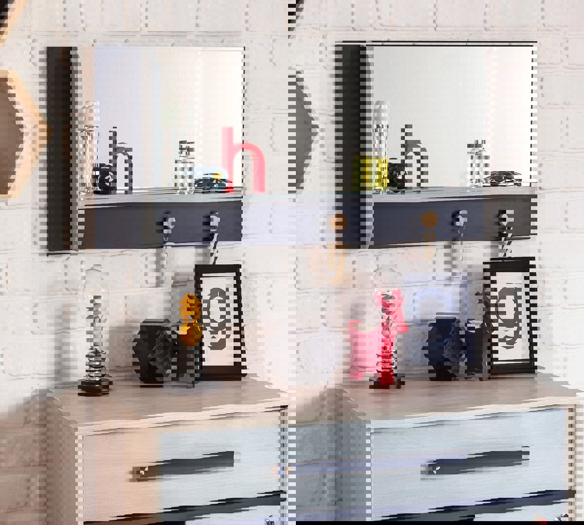 Wandspiegel Trio mit Regal 3