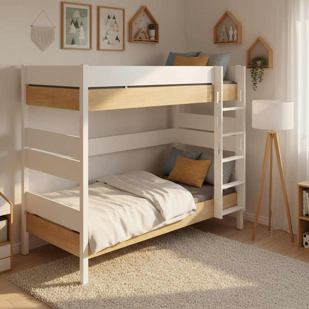 Hohes Etagenbett Kira Nebraska mit gerader Leiter, 90 x 200 cm 5