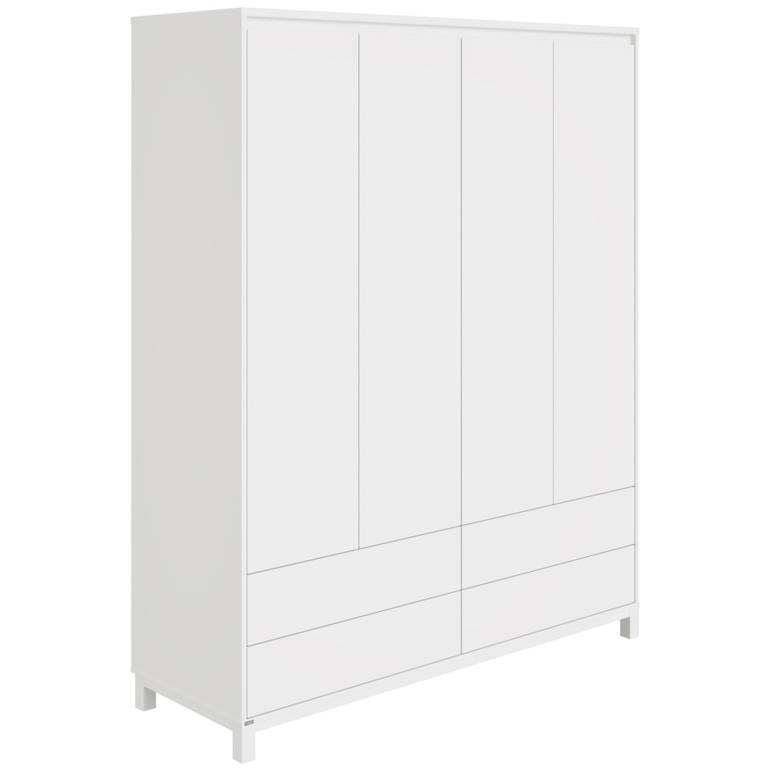 Kleiderschrank Olli mit Schubladen 4-türig Weiss