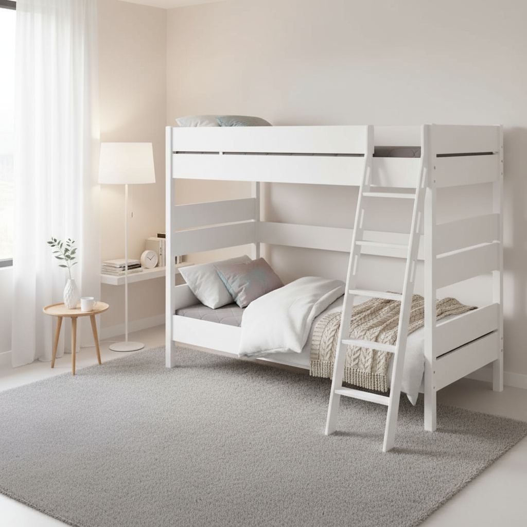 Hohes Etagenbett Tiago Weiss, mit Schrägleiter, 120 x 200 cm 7